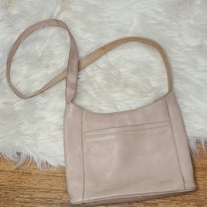 Vintage fossil tan leather crossbody bag